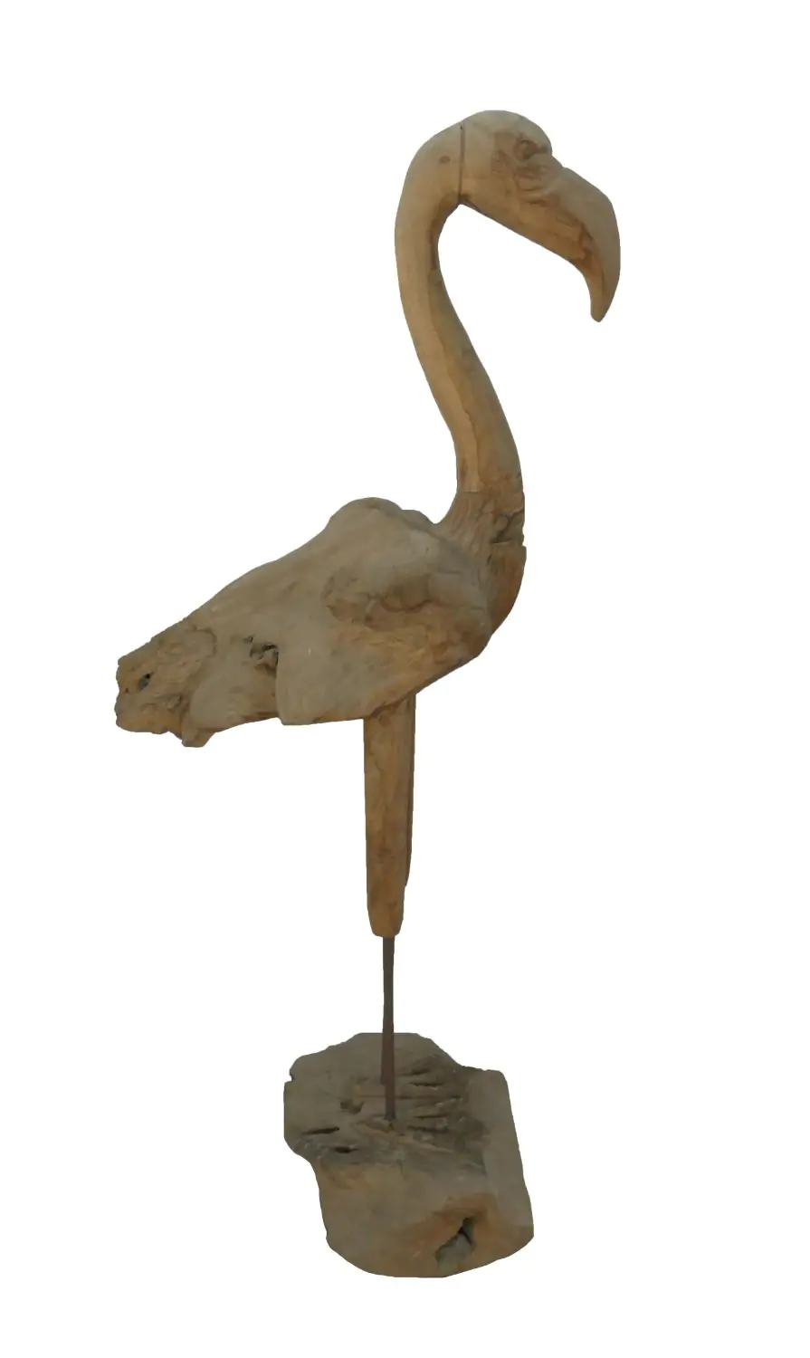  Product image 4 of the product “Flamingo, made from teak root pieces, about 1,10 mtr high-. 2 Parts, metall feet. ”